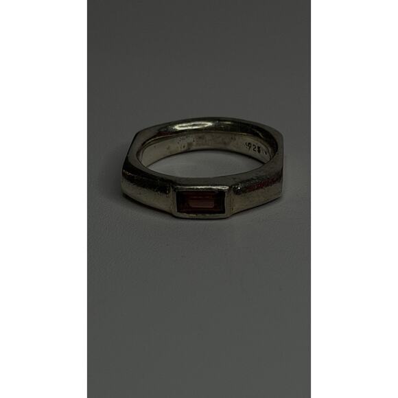 Amazon.com: CAIDIKA Created Garnet Ring 925 Sterling Silver  925 Sterling Silver Signet-Style Red Garnet Ring Size 6